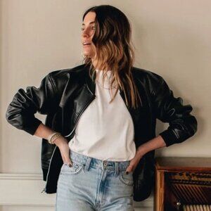 Abercrombie Shrunken Bomber Jacket in Black size S